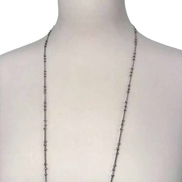 J. Jill Dragonfly Necklace Pendant Long Silver Tone Rhinestone Beads Adjustable - Picture 4 of 11